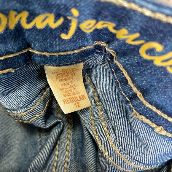 Lot of 2 ARIZONA JEAN CO Girl's 12 Skinny Blue Denim Jeans Adjustable Waist EUC - Picture 5 of 9